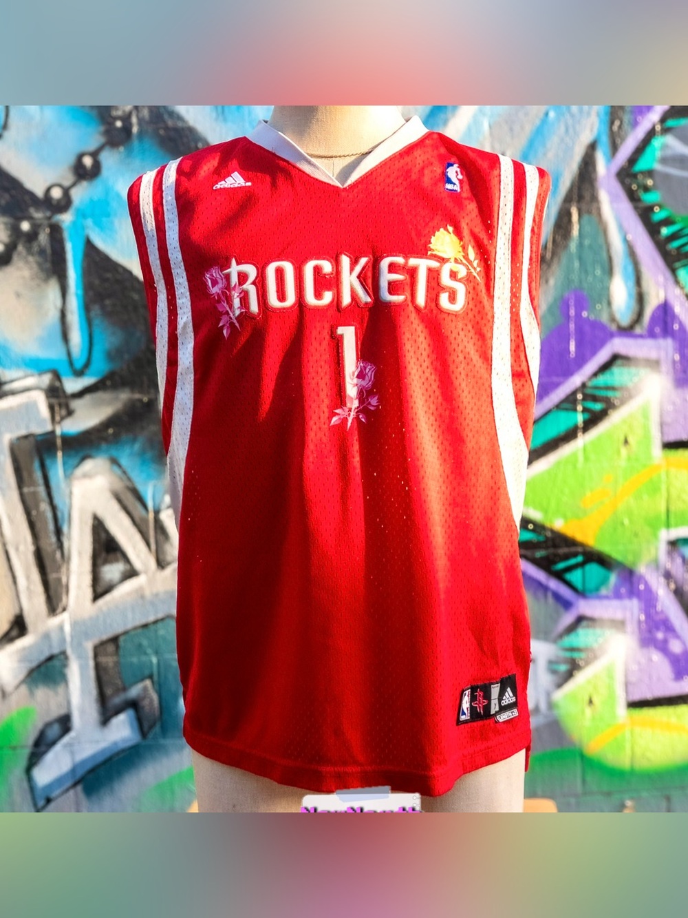 HOUSTON ROCKETS Vintage Basketball Jersey size S/M (McGrady #1) | Red